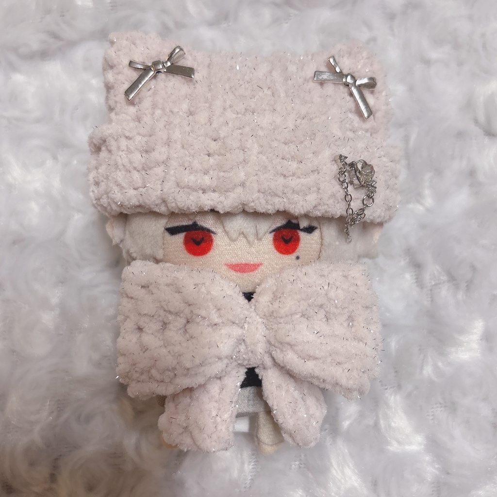 【13種類から選べます】セット売り 猫耳ニット帽 リボン スタイ にじぱぺっと ぬい帽子 ぬい服 ネコ耳 ニット帽 10cmぬい