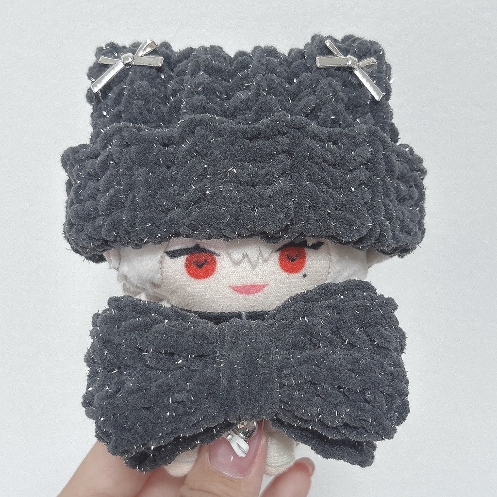 【13種類から選べます】セット売り 猫耳ニット帽 リボン スタイ にじぱぺっと ぬい帽子 ぬい服 ネコ耳 ニット帽 10cmぬい