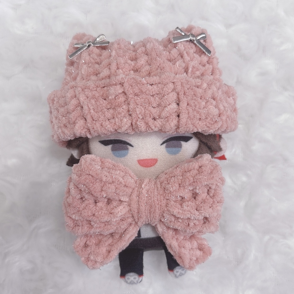 【13種類から選べます】セット売り 猫耳ニット帽 リボン スタイ にじぱぺっと ぬい帽子 ぬい服 ネコ耳 ニット帽 10cmぬい