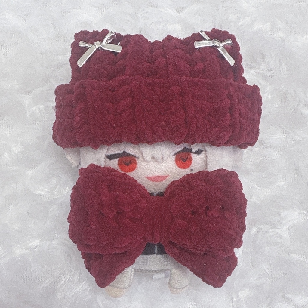 【13種類から選べます】セット売り 猫耳ニット帽 リボン スタイ にじぱぺっと ぬい帽子 ぬい服 ネコ耳 ニット帽 10cmぬい