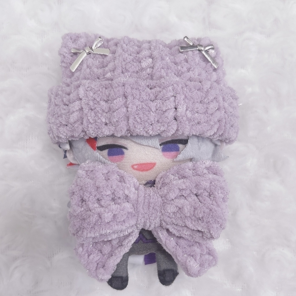 【13種類から選べます】セット売り 猫耳ニット帽 リボン スタイ にじぱぺっと ぬい帽子 ぬい服 ネコ耳 ニット帽 10cmぬい