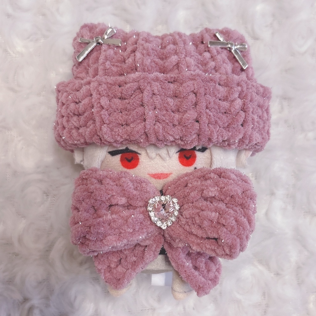 【13種類から選べます】セット売り 猫耳ニット帽 リボン スタイ にじぱぺっと ぬい帽子 ぬい服 ネコ耳 ニット帽 10cmぬい