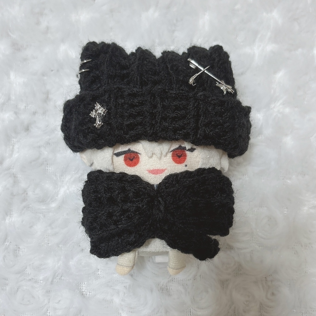 【13種類から選べます】セット売り 猫耳ニット帽 リボン スタイ にじぱぺっと ぬい帽子 ぬい服 ネコ耳 ニット帽 10cmぬい