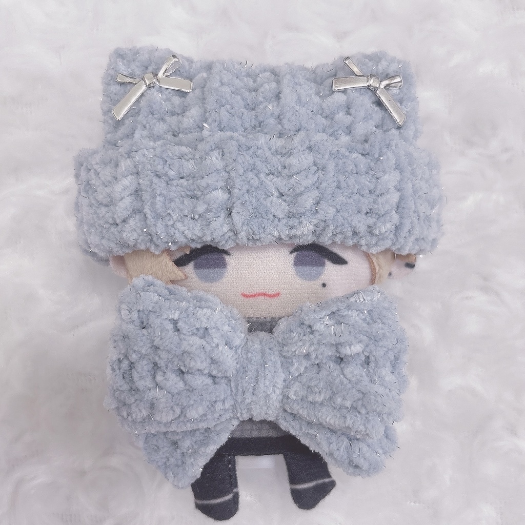 【13種類から選べます】セット売り 猫耳ニット帽 リボン スタイ にじぱぺっと ぬい帽子 ぬい服 ネコ耳 ニット帽 10cmぬい