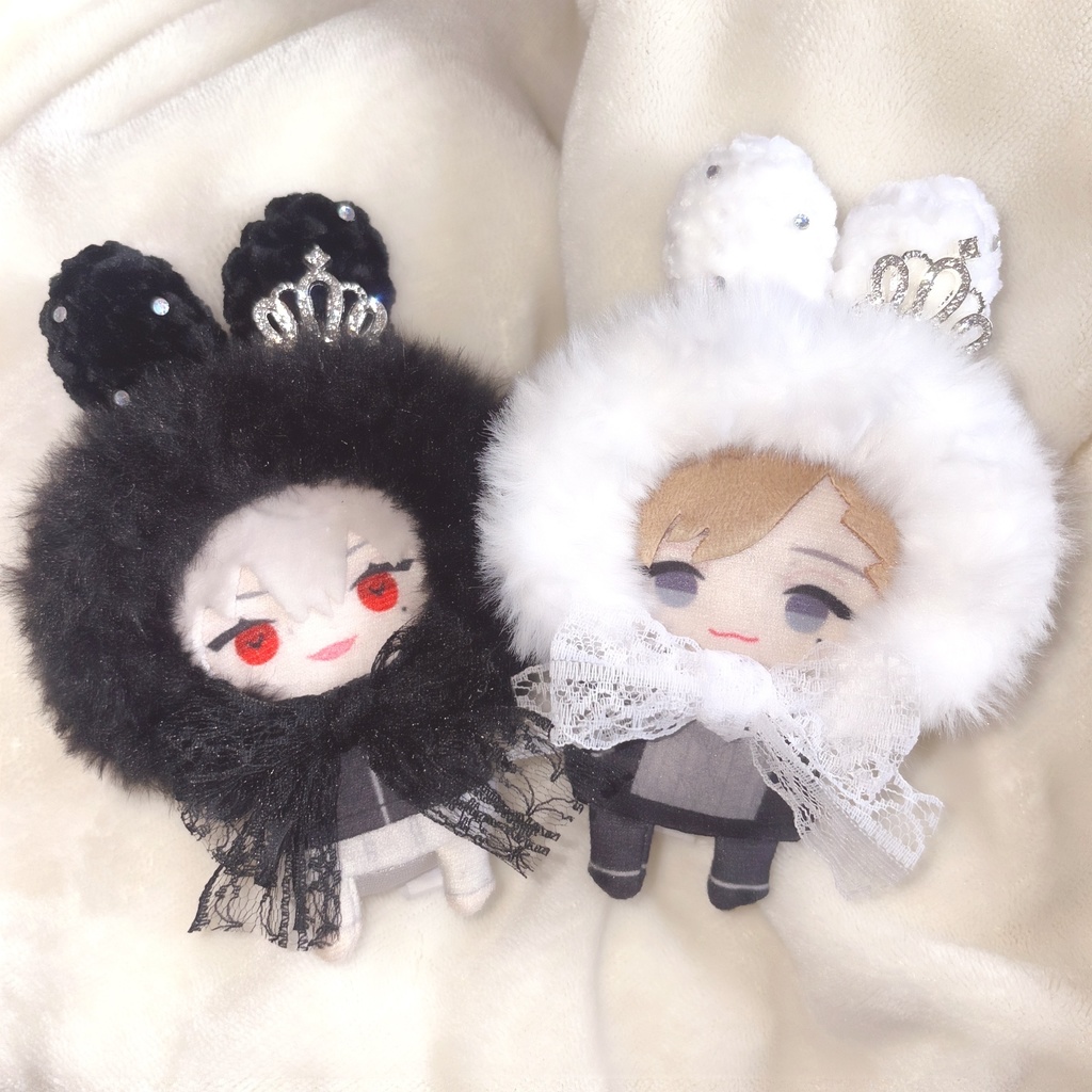 【黒ベロアうさぎ】にじぱぺっと　ぬい帽子　ぬい服　ネコ耳　ニット帽 10cmぬい