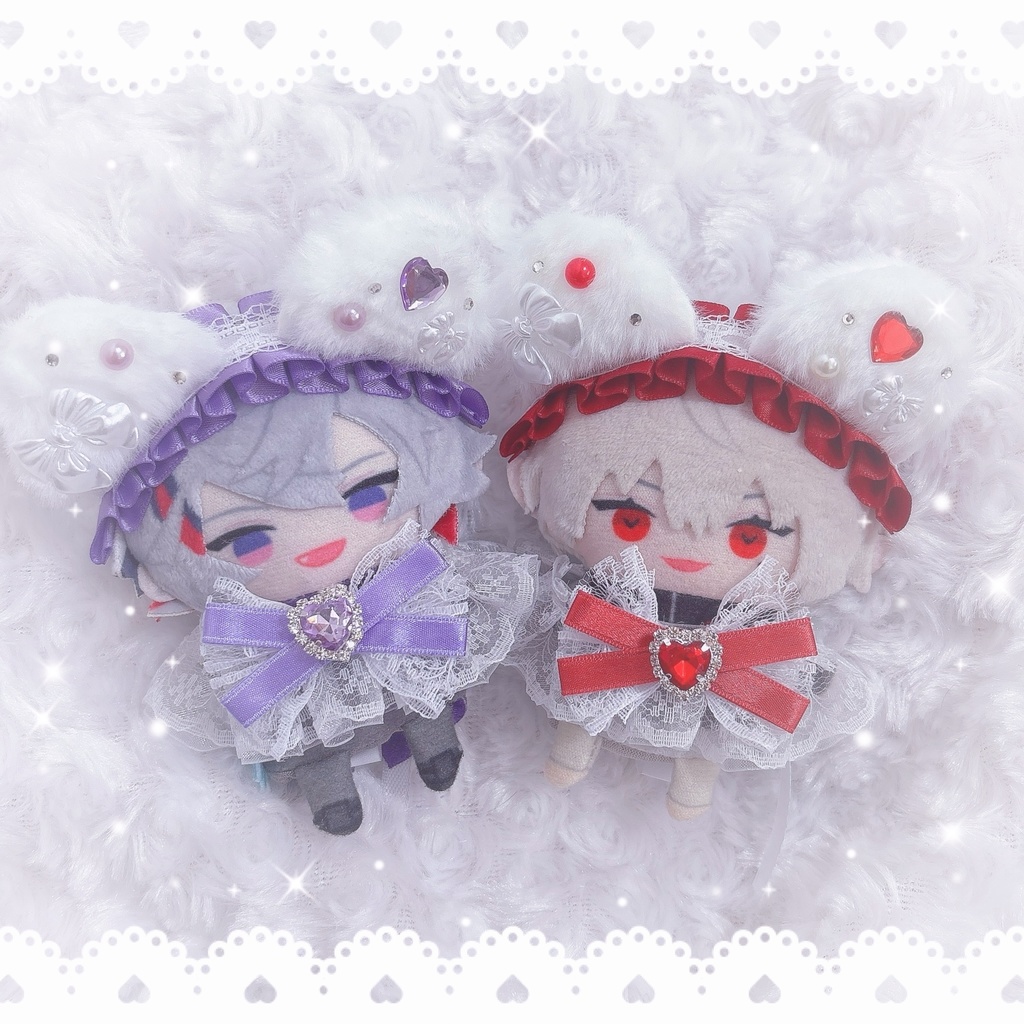 【6色から選べます】猫耳ヘッドドレス フリルレースリボン にじぱぺっと ぬい帽子 ぬい服 ネコ耳 ヘッドドレス 10cmぬい