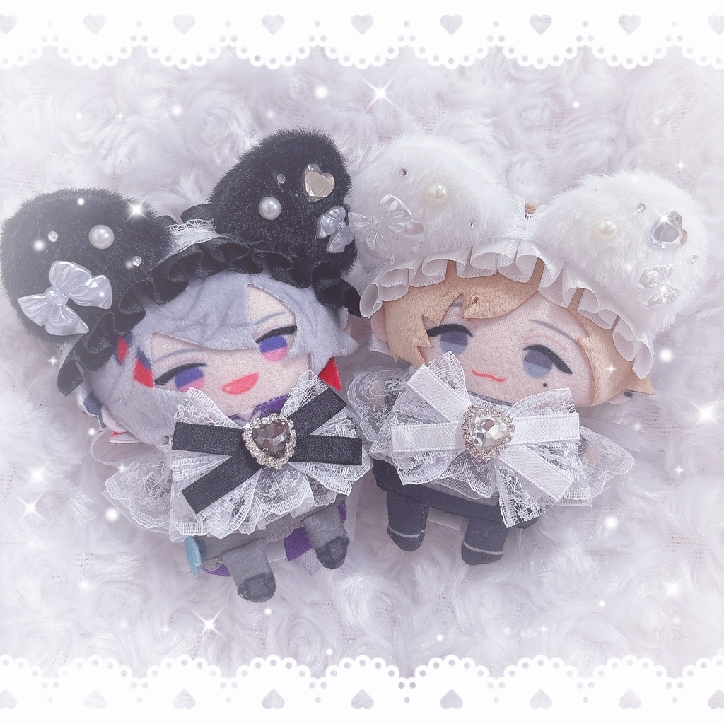 【6色から選べます】猫耳ヘッドドレス フリルレースリボン にじぱぺっと ぬい帽子 ぬい服 ネコ耳 ヘッドドレス 10cmぬい