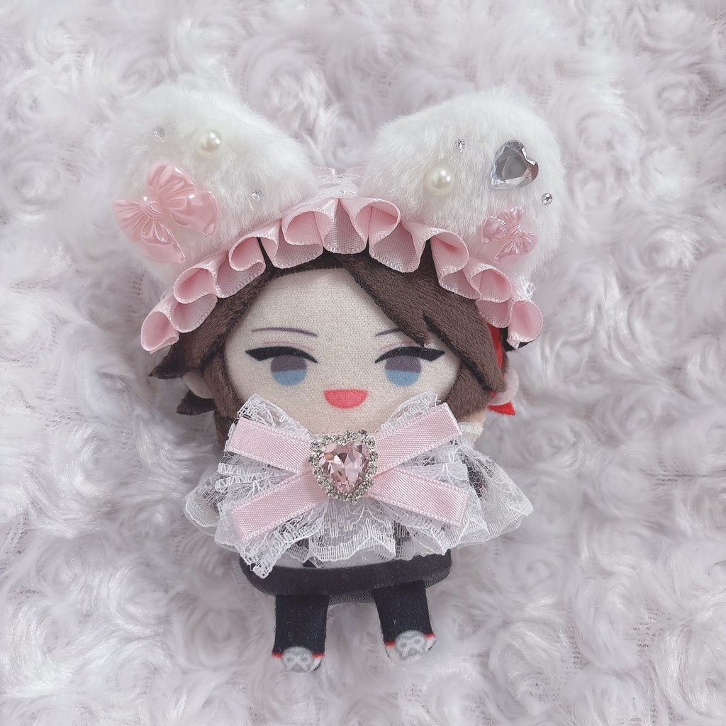 【6色から選べます】猫耳ヘッドドレス フリルレースリボン にじぱぺっと ぬい帽子 ぬい服 ネコ耳 ヘッドドレス 10cmぬい