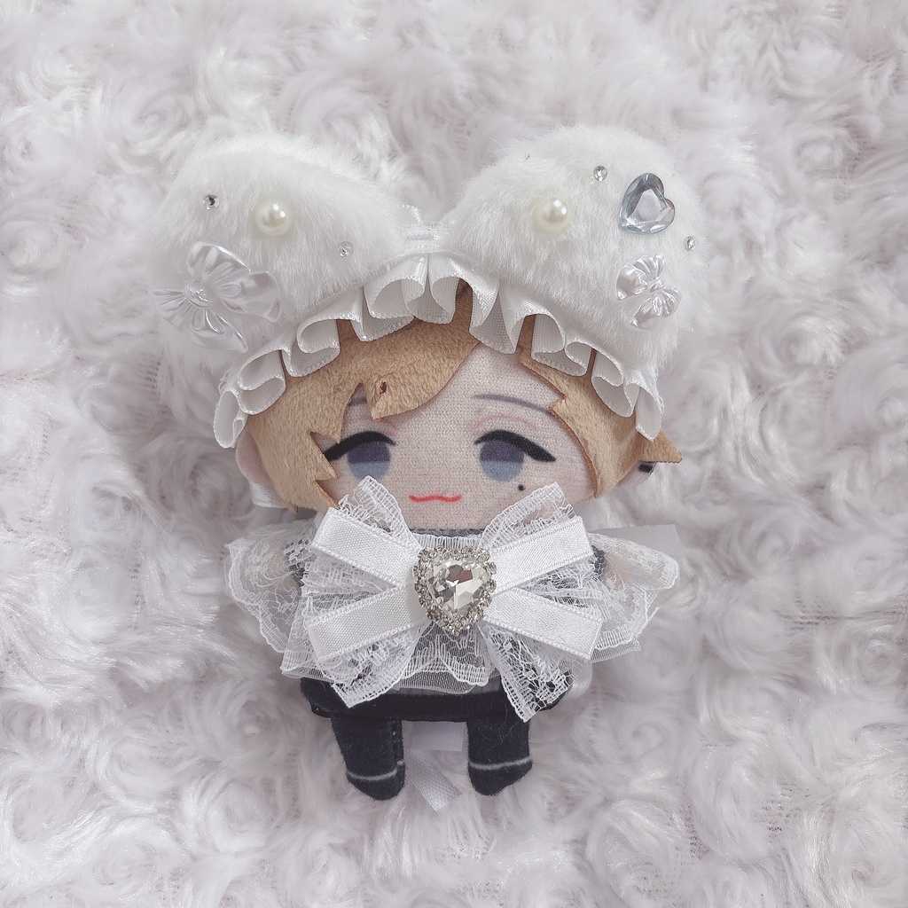 【6色から選べます】猫耳ヘッドドレス フリルレースリボン にじぱぺっと ぬい帽子 ぬい服 ネコ耳 ヘッドドレス 10cmぬい