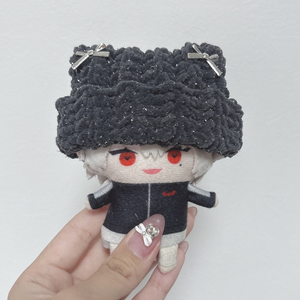 【12種類から選べます】キラモコ毛糸 猫耳ニット帽 にじぱぺっと ぬい服 ぬい帽子 ニット帽 10cm