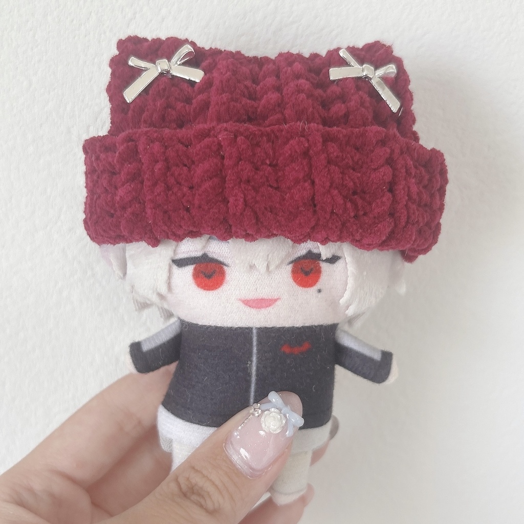 【12種類から選べます】キラモコ毛糸 猫耳ニット帽 にじぱぺっと ぬい服 ぬい帽子 ニット帽 10cm