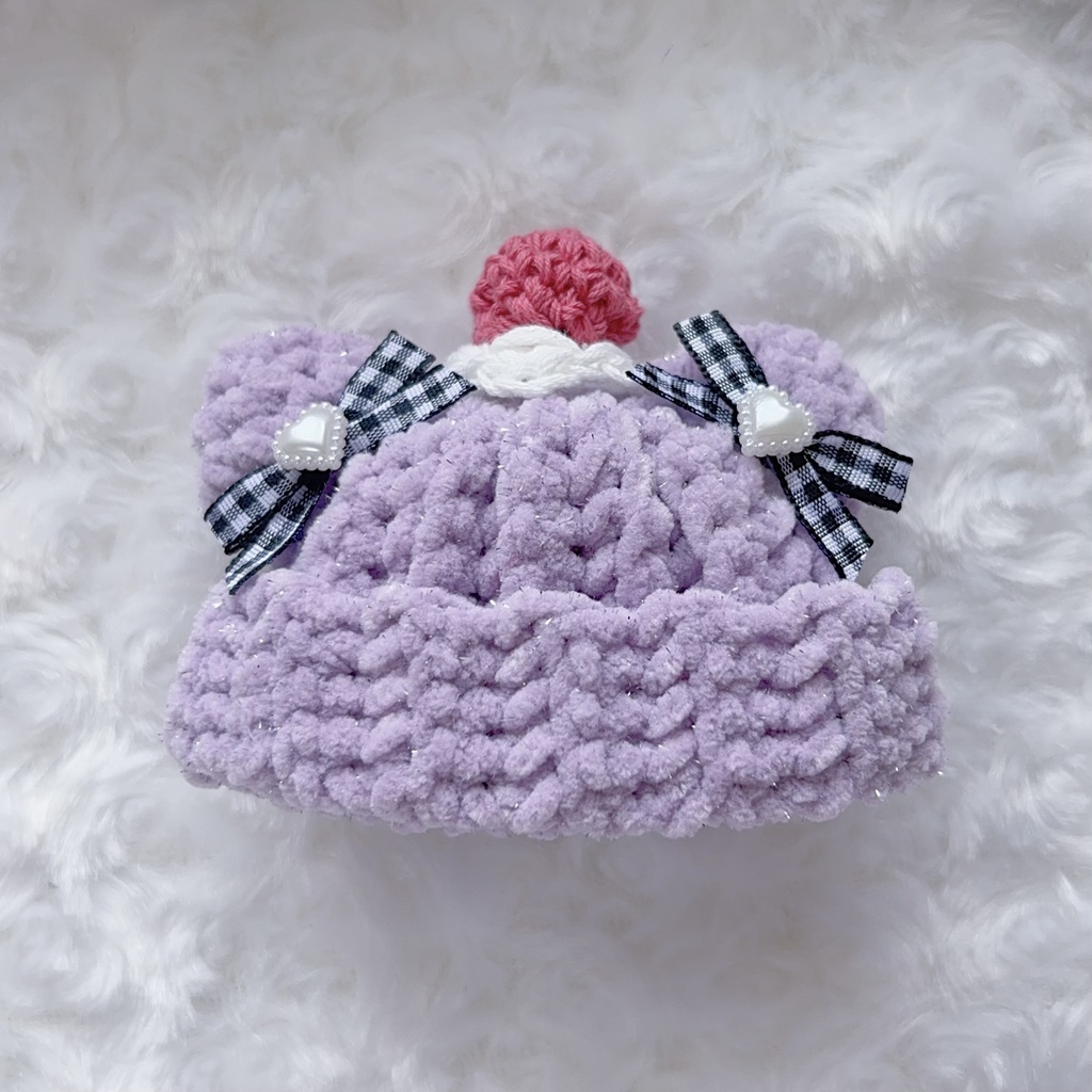 【くまさん帽子】【⑫種類から選べます】にじぱぺっと ぬい帽子 ぬい服 くま耳 ニット帽 10cmぬい