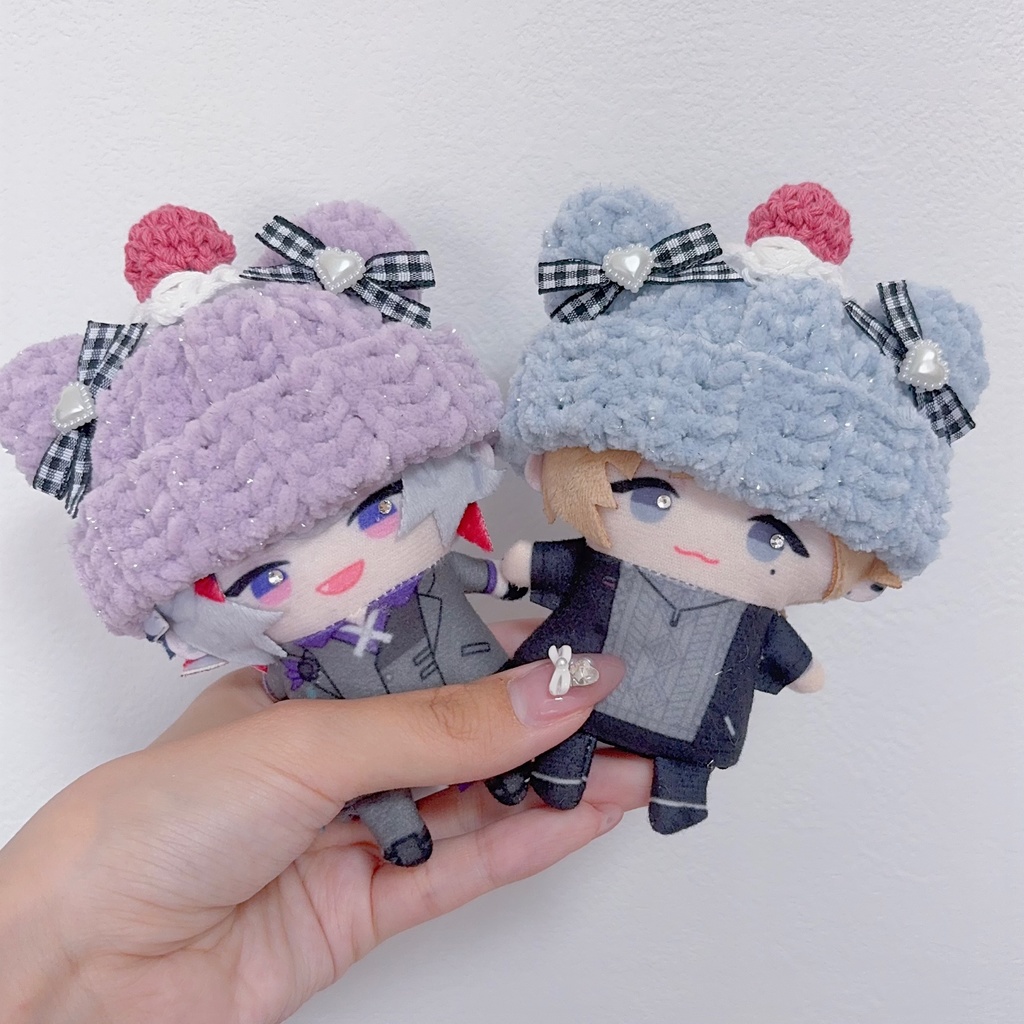 【くまさん帽子】【⑫種類から選べます】にじぱぺっと ぬい帽子 ぬい服 くま耳 ニット帽 10cmぬい