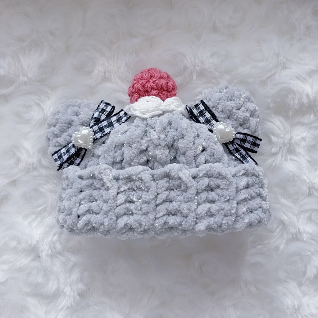 【くまさん帽子】【⑫種類から選べます】にじぱぺっと ぬい帽子 ぬい服 くま耳 ニット帽 10cmぬい