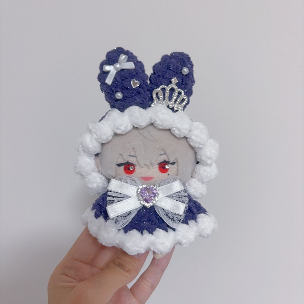 【8種類から選べます】【着ぐるみ風うさ耳ボンネット、ケープ】にじぱぺっと ぬい帽子 ぬい服 うさ耳 ニット帽 10cmぬい