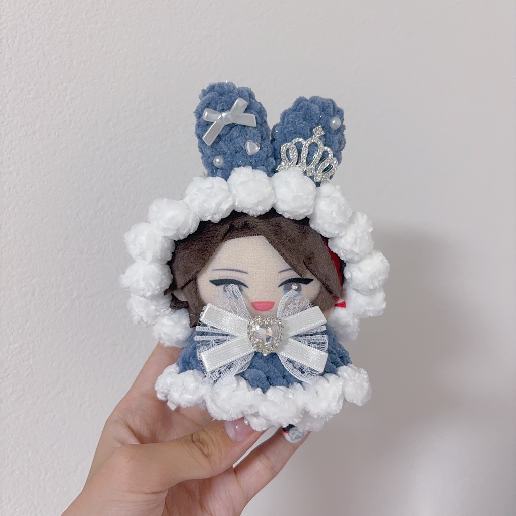 【8種類から選べます】【着ぐるみ風うさ耳ボンネット、ケープ】にじぱぺっと ぬい帽子 ぬい服 うさ耳 ニット帽 10cmぬい