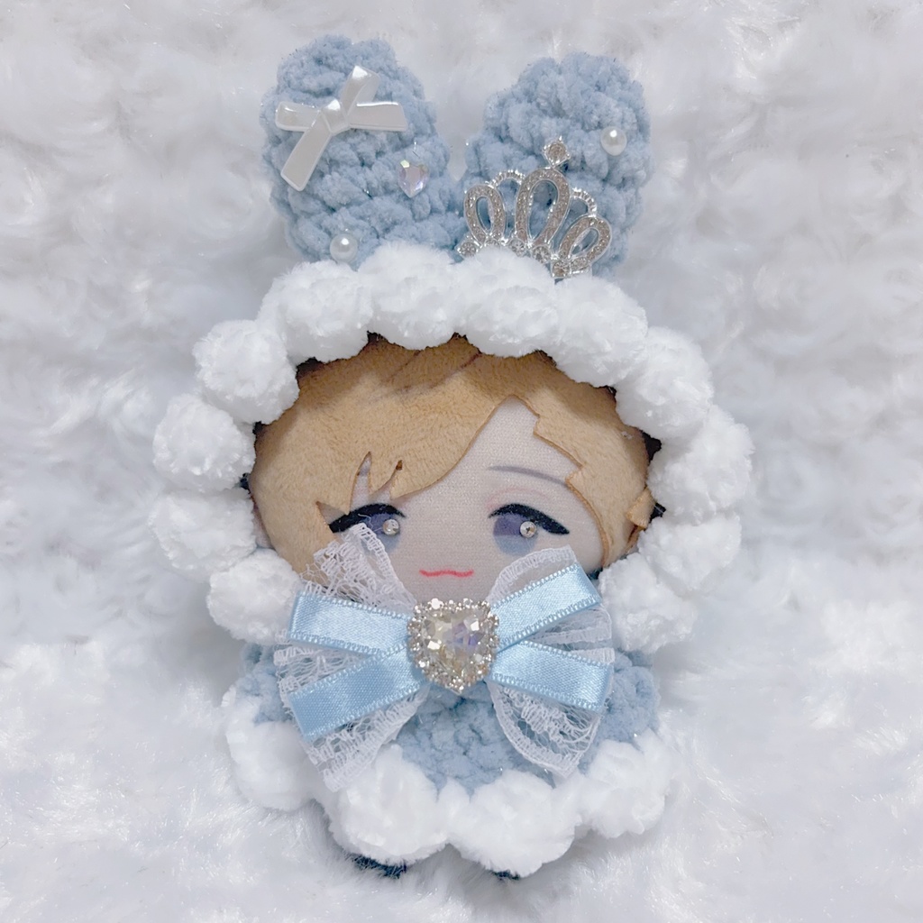 【8種類から選べます】【着ぐるみ風うさ耳ボンネット、ケープ】にじぱぺっと ぬい帽子 ぬい服 うさ耳 ニット帽 10cmぬい