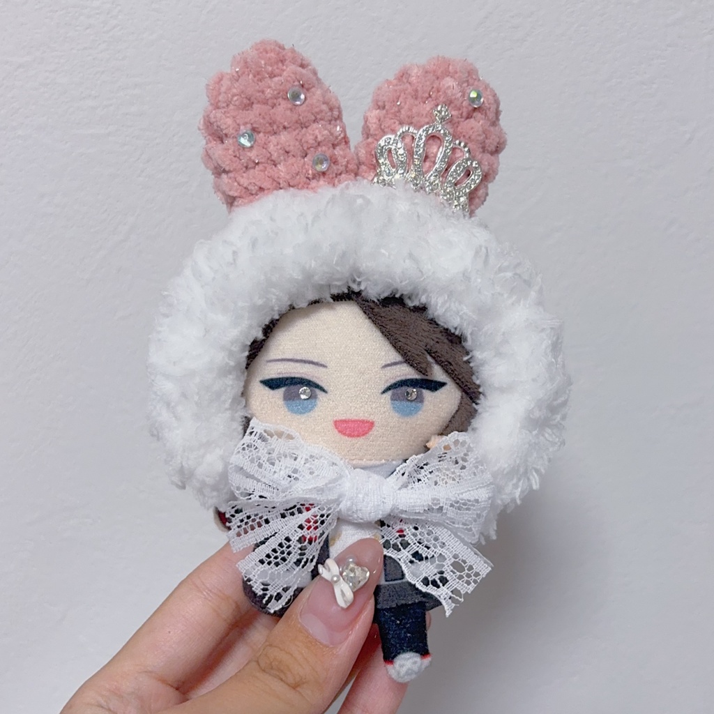 【うさみみボンネット】【7種類からえらべます】にじぱぺっと ぬい帽子 ぬい服 うさ耳 ニット帽 10cmぬい