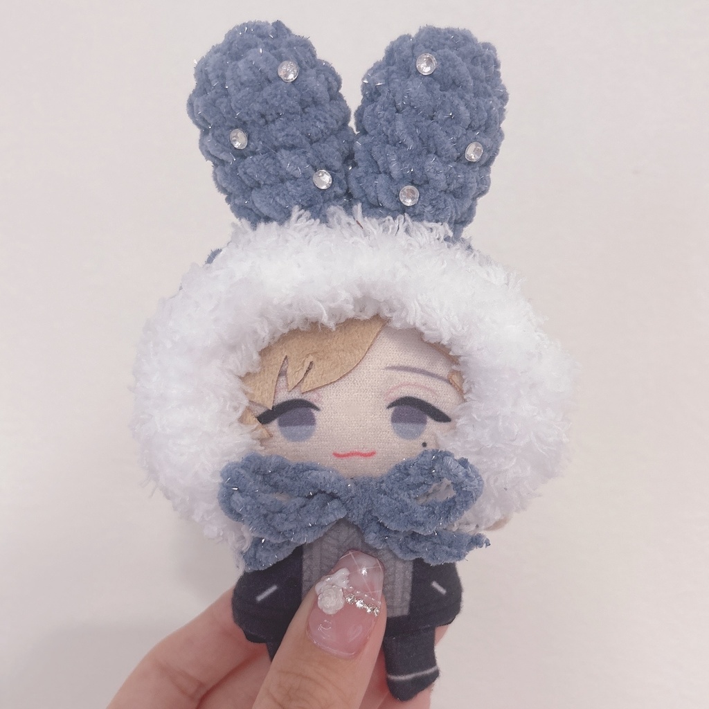 【うさみみボンネット】【7種類からえらべます】にじぱぺっと ぬい帽子 ぬい服 うさ耳 ニット帽 10cmぬい