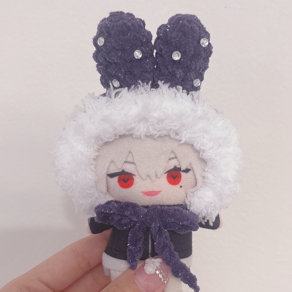 【うさみみボンネット】【7種類からえらべます】にじぱぺっと ぬい帽子 ぬい服 うさ耳 ニット帽 10cmぬい