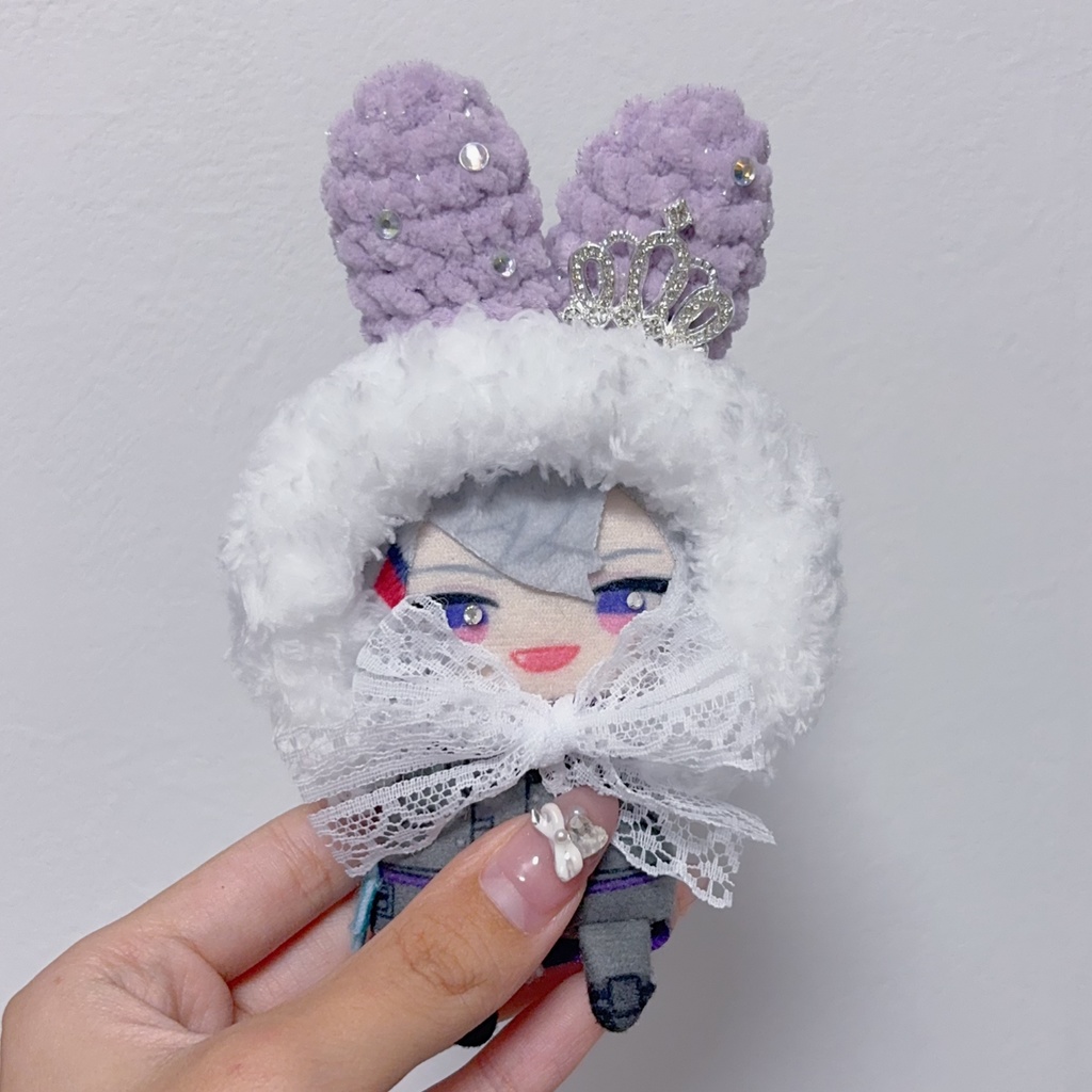 【うさみみボンネット】【7種類からえらべます】にじぱぺっと ぬい帽子 ぬい服 うさ耳 ニット帽 10cmぬい