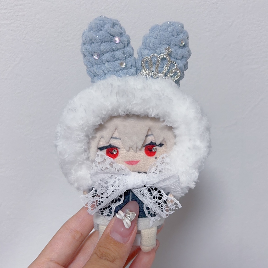 【うさみみボンネット】【7種類からえらべます】にじぱぺっと ぬい帽子 ぬい服 うさ耳 ニット帽 10cmぬい