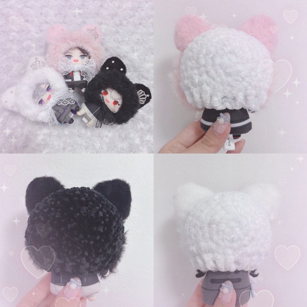 【ねこみみボンネット】【3種類から選べます】にじぱぺっと ぬい帽子 ぬい服 ネコ耳 ニット帽 10cmぬい ボンネット