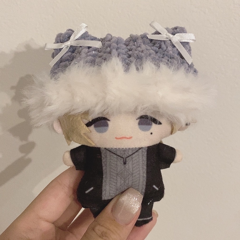 【キラもこネコ耳ファーニット帽】【16種類から選べます】にじぱぺっと ぬい帽子 ぬい服 ネコ耳 ニット帽 10cmぬい