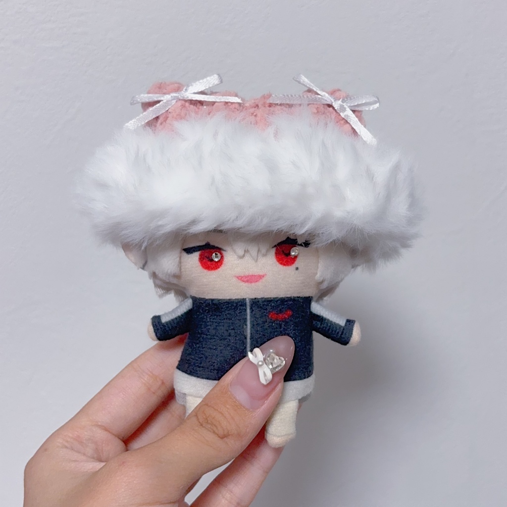 【キラもこネコ耳ファーニット帽】【16種類から選べます】にじぱぺっと ぬい帽子 ぬい服 ネコ耳 ニット帽 10cmぬい