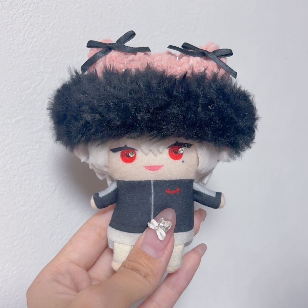 【キラもこネコ耳ファーニット帽】【16種類から選べます】にじぱぺっと ぬい帽子 ぬい服 ネコ耳 ニット帽 10cmぬい