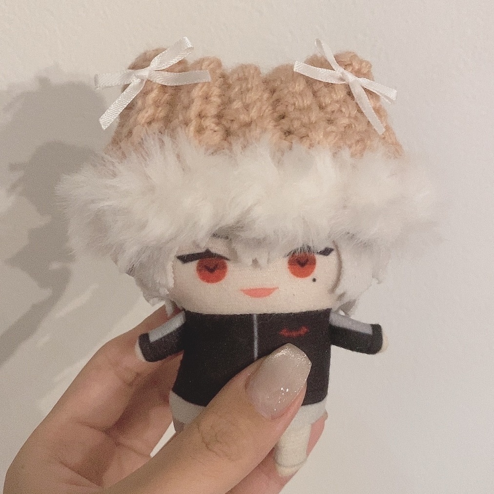 【キラもこネコ耳ファーニット帽】【16種類から選べます】にじぱぺっと ぬい帽子 ぬい服 ネコ耳 ニット帽 10cmぬい