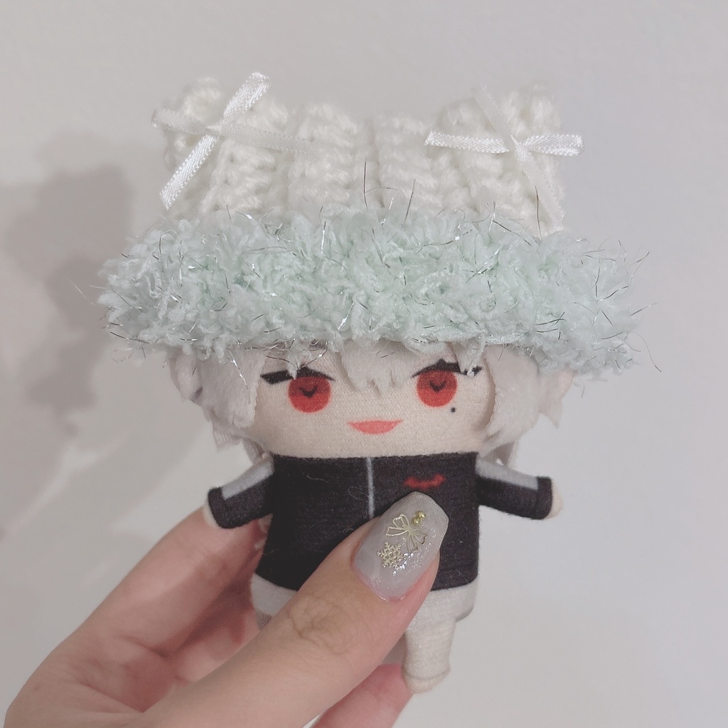 【キラもこネコ耳ファーニット帽】【16種類から選べます】にじぱぺっと ぬい帽子 ぬい服 ネコ耳 ニット帽 10cmぬい