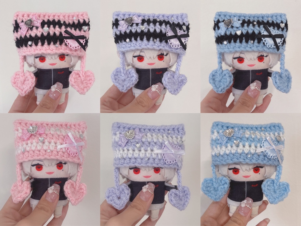 【垂れ下がりハート】【6種類から選べます】にじぱぺっと ぬい帽子 ぬい服 ネコ耳 ニット帽 10cmぬい