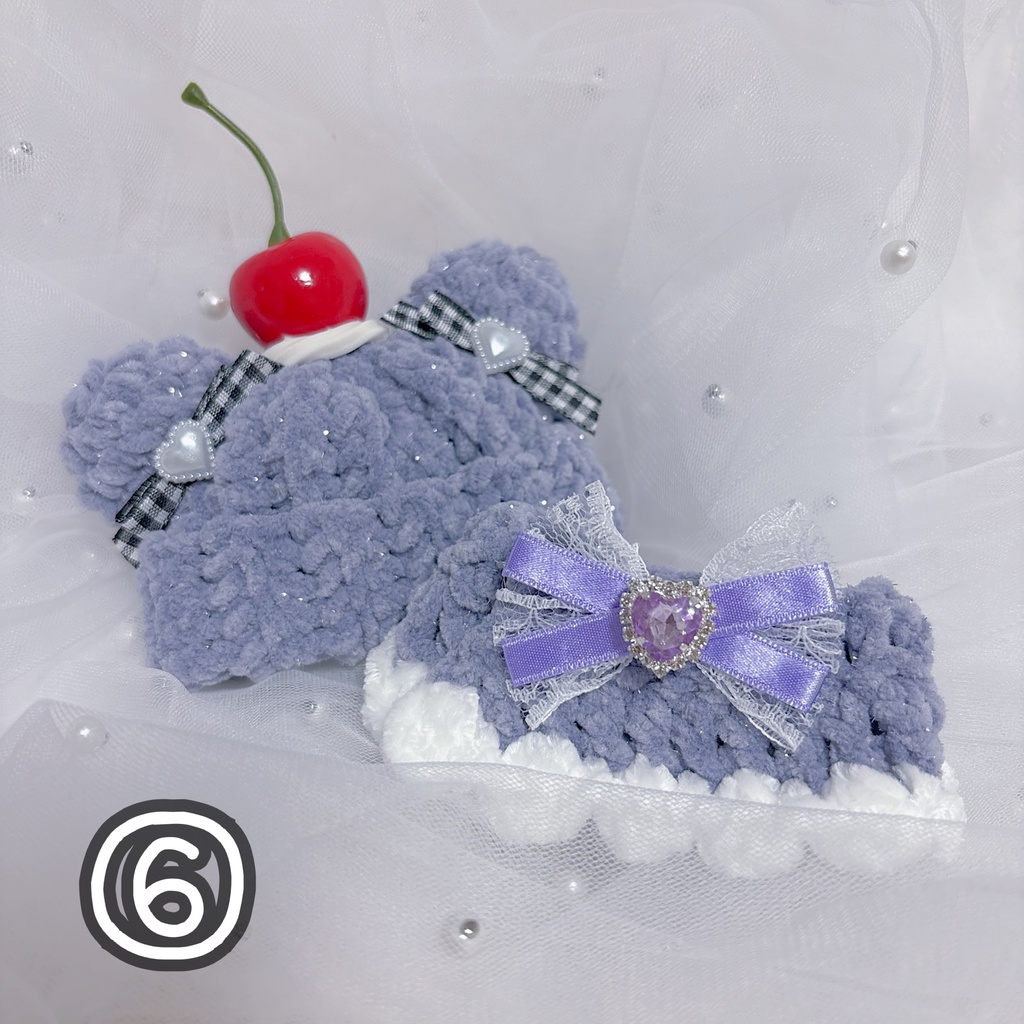 【キラもこ折返くま耳ニット帽+ポンチョセット】【11種類から選べます】にじぱぺっと ぬい帽子 ぬい服 ネコ耳 ニット帽 10cmぬい