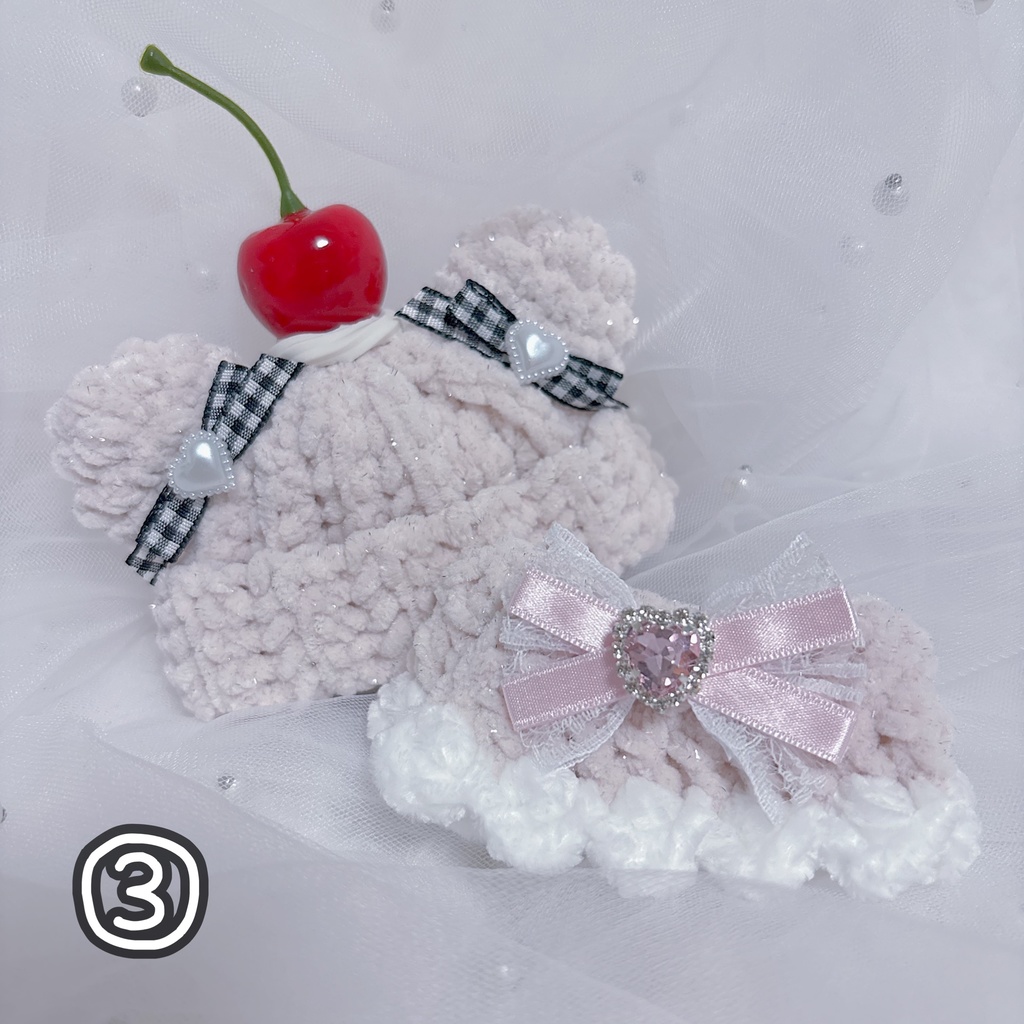 【キラもこ折返くま耳ニット帽+ポンチョセット】【11種類から選べます】にじぱぺっと ぬい帽子 ぬい服 ネコ耳 ニット帽 10cmぬい