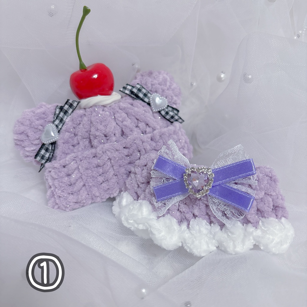 【キラもこ折返くま耳ニット帽+ポンチョセット】【11種類から選べます】にじぱぺっと ぬい帽子 ぬい服 ネコ耳 ニット帽 10cmぬい