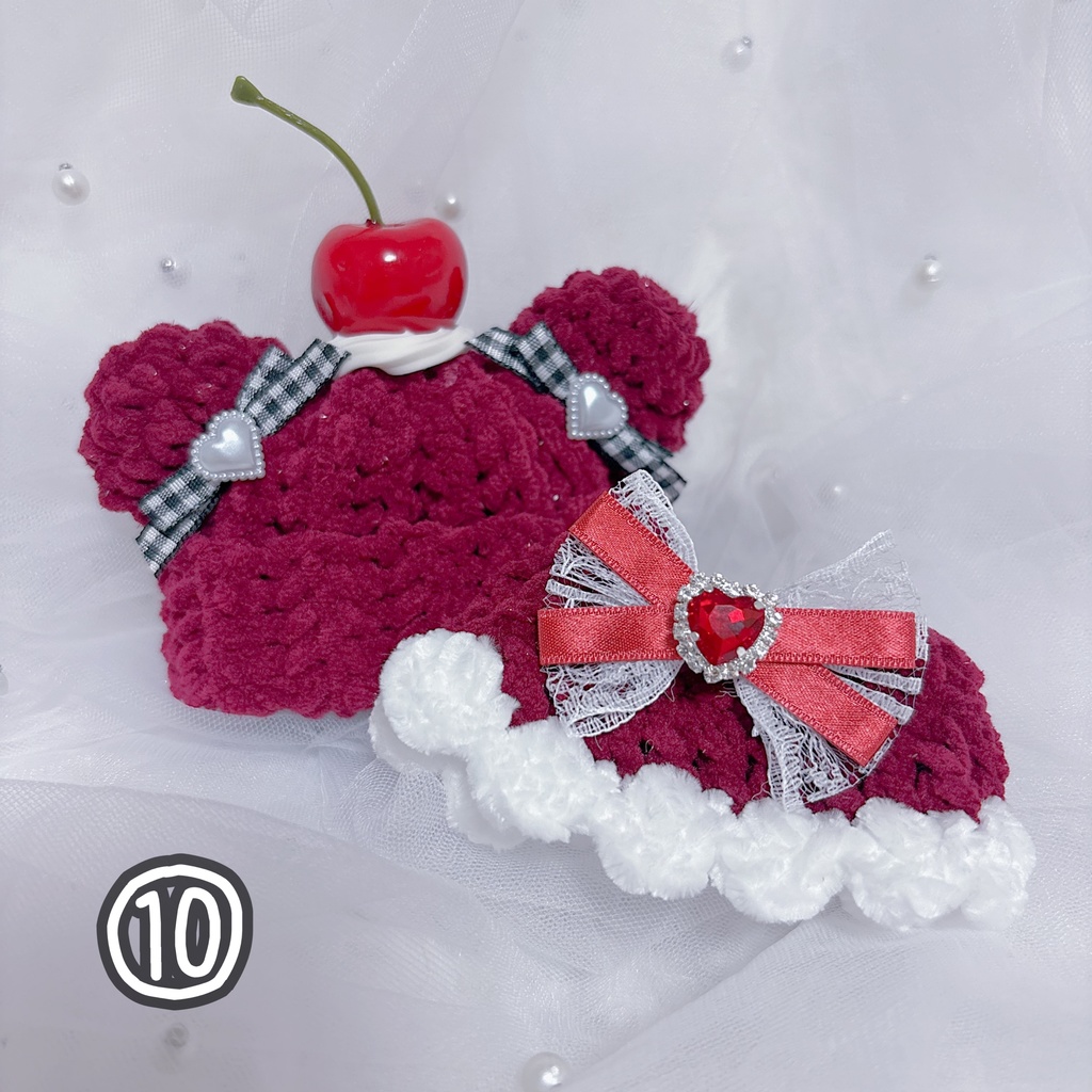 【キラもこ折返くま耳ニット帽+ポンチョセット】【11種類から選べます】にじぱぺっと ぬい帽子 ぬい服 ネコ耳 ニット帽 10cmぬい