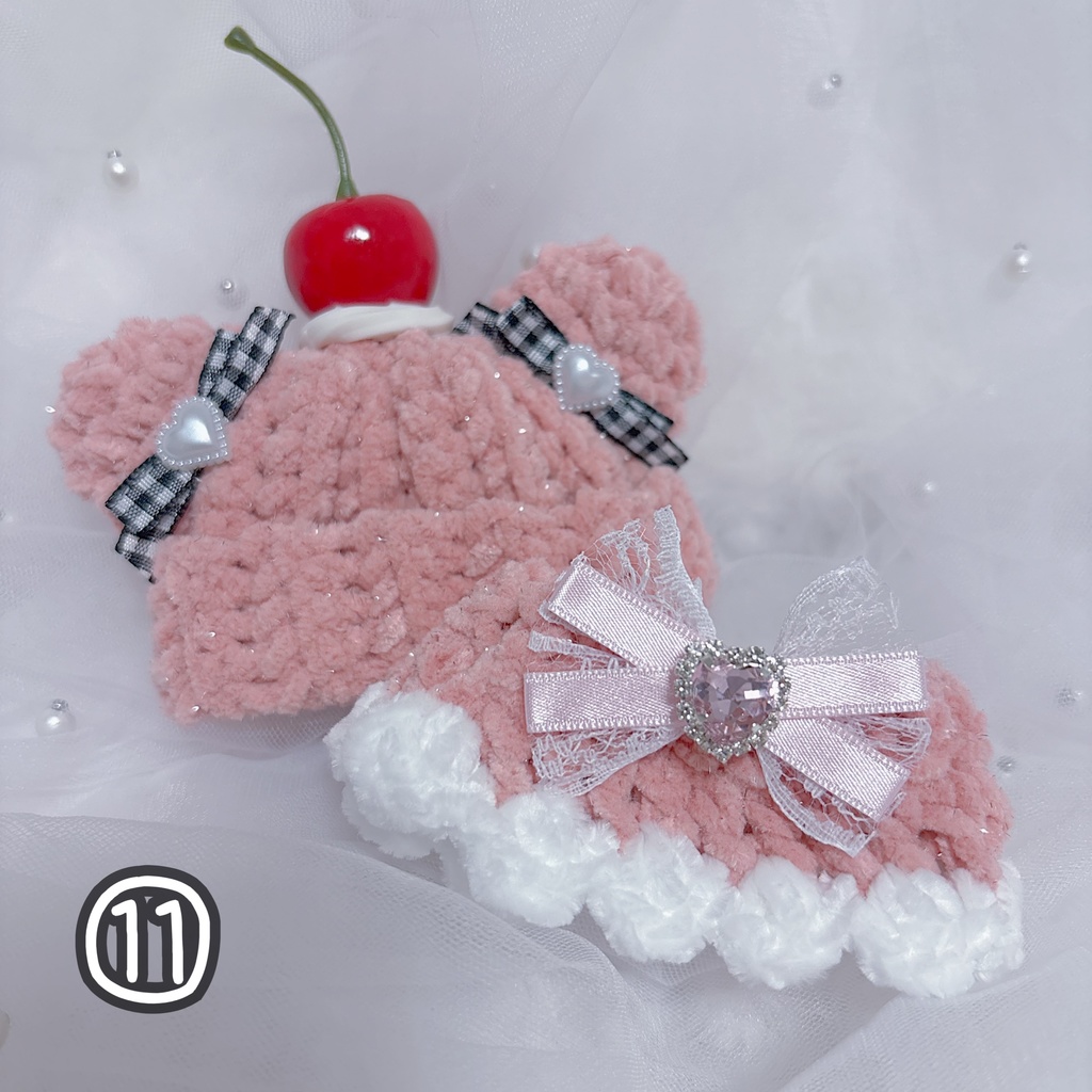 【キラもこ折返くま耳ニット帽+ポンチョセット】【11種類から選べます】にじぱぺっと ぬい帽子 ぬい服 ネコ耳 ニット帽 10cmぬい