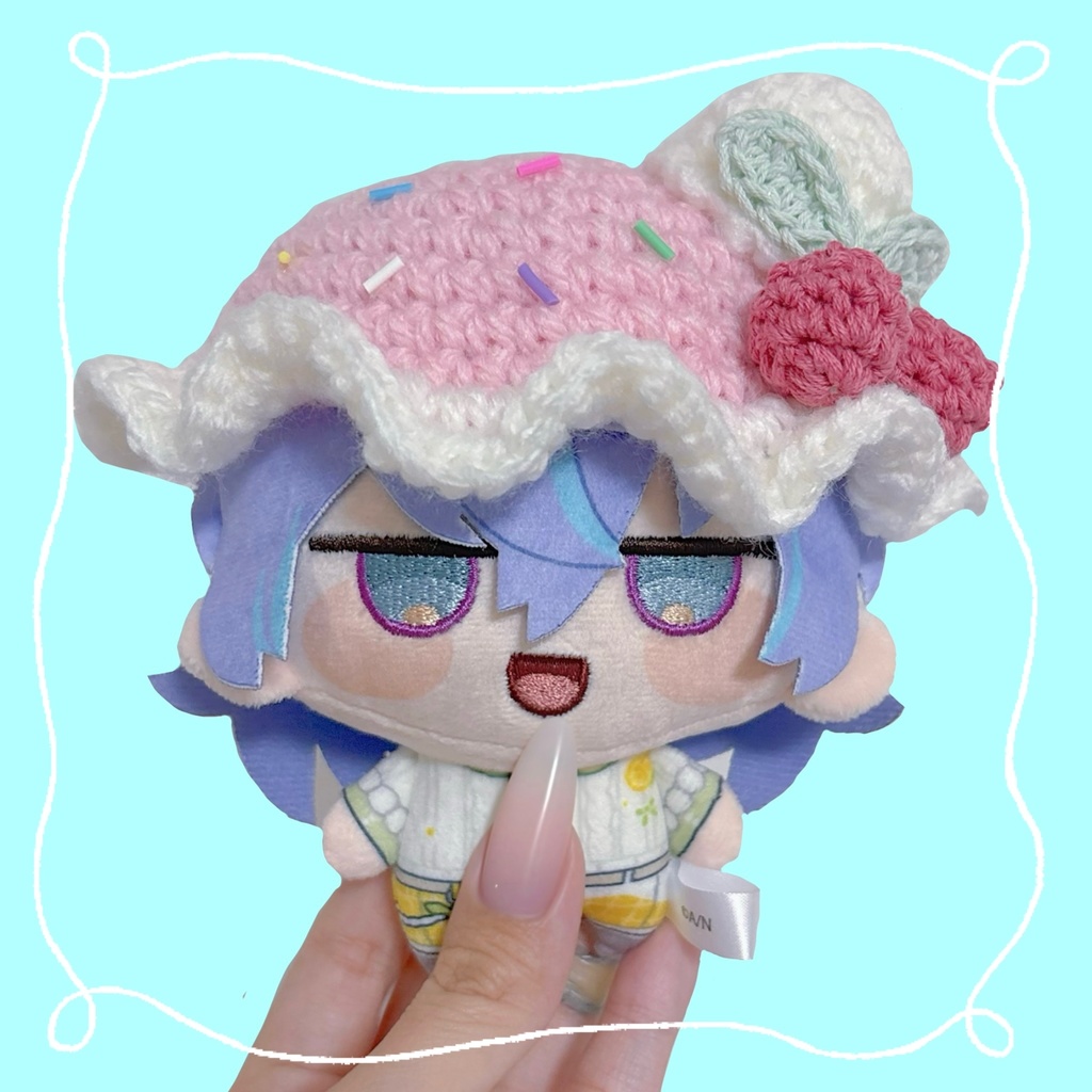 【アイスチェリーフリル帽子】ぬい服 着ぐるみ にじまるっと にじぱぺっと 16cm ぬい帽子