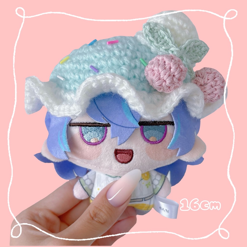 【アイスチェリーフリル帽子】ぬい服　着ぐるみ　にじまるっと　にじぱぺっと　16cm ぬい帽子