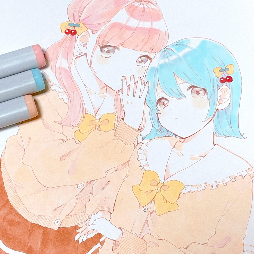 【大色紙原画】内緒話🍒