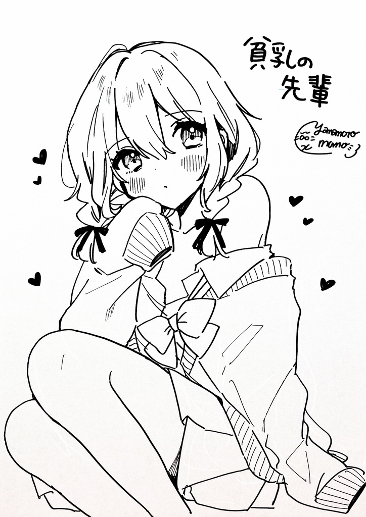 創作貧乳キャライラスト②【A4色紙原画】