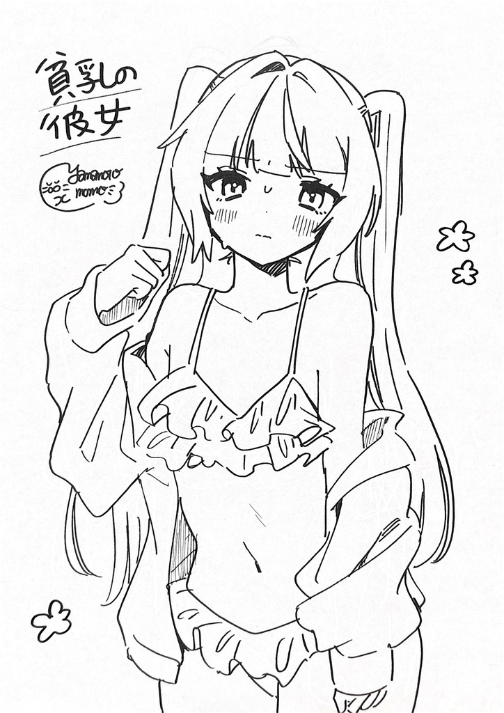 創作キャラ水着イラスト【A4色紙原画】