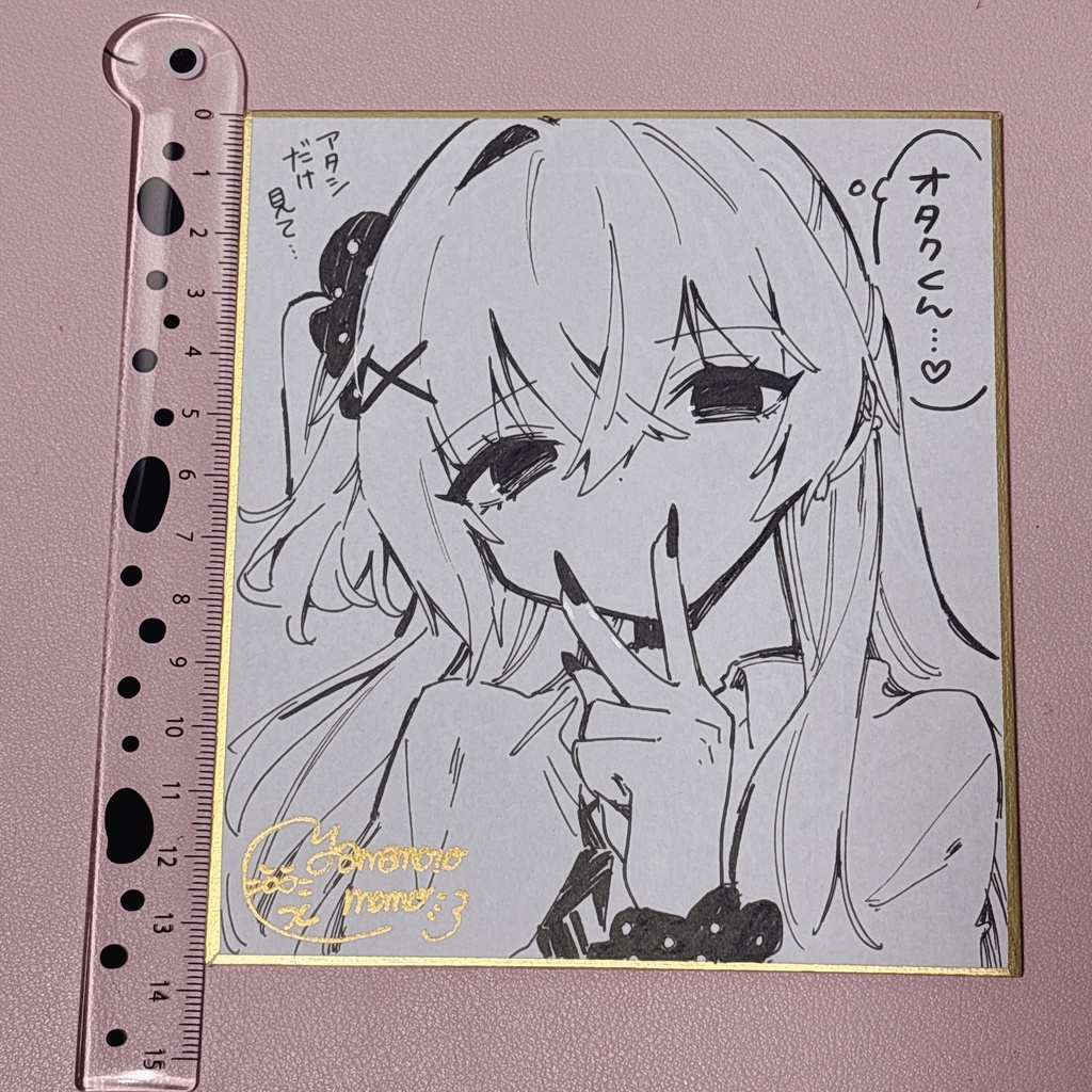 創作キャライラスト【モノクロ直筆ミニ色紙】