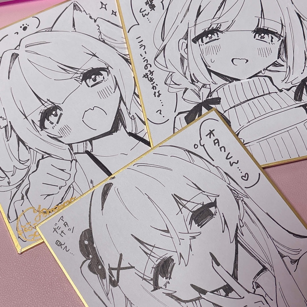 創作キャライラスト【モノクロ直筆ミニ色紙】