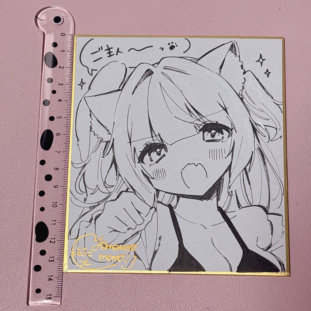 創作キャライラスト【モノクロ直筆ミニ色紙】
