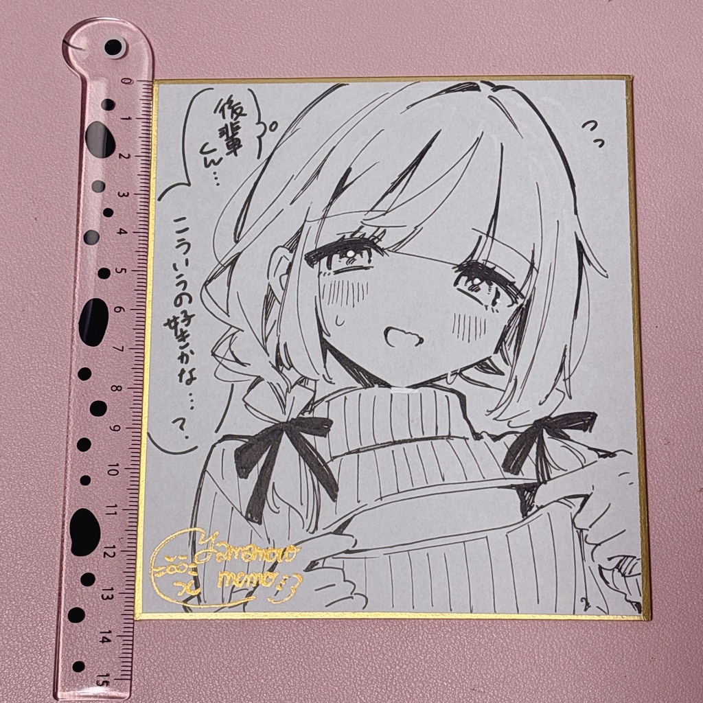 創作キャライラスト【モノクロ直筆ミニ色紙】