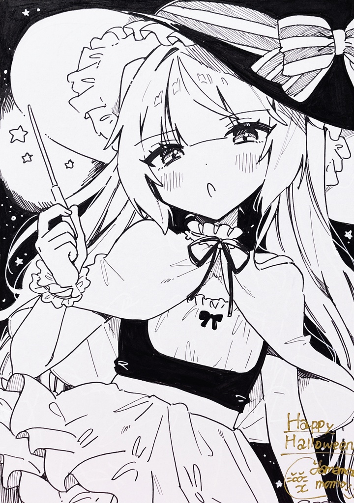 魔女っ娘貧乳ちゃん🎃【A4直筆原画】