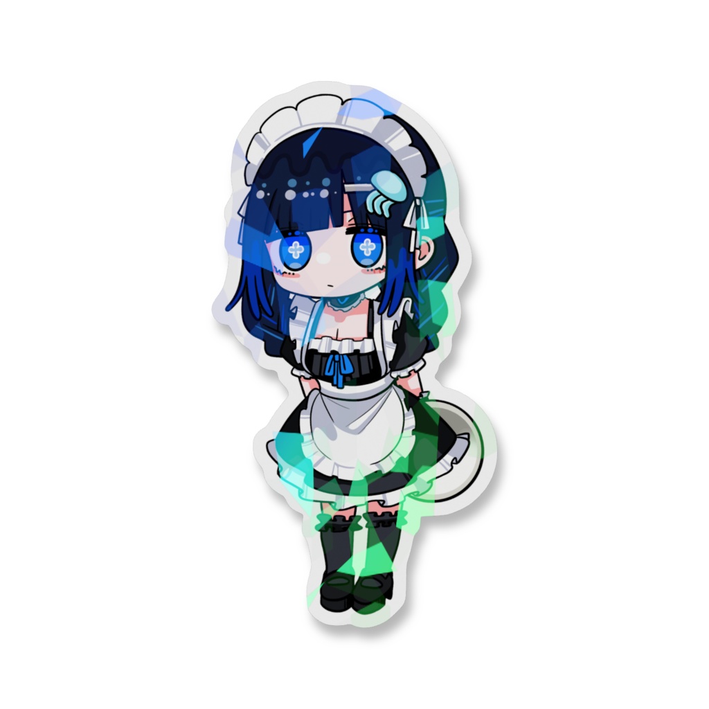 海月あおい ミニキャラ メイド ホログラムスマホステッカー