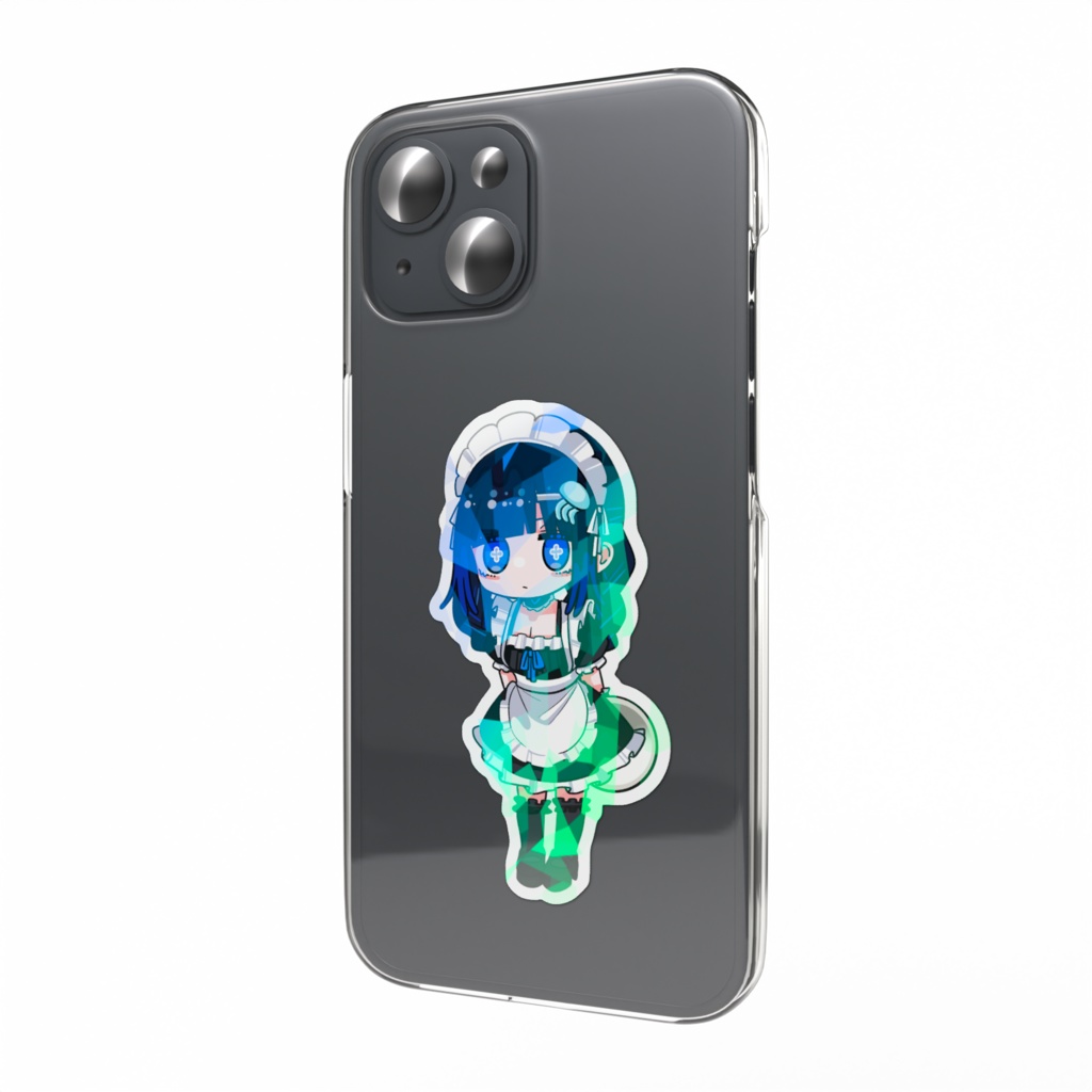 海月あおい　ミニキャラ　メイド　ホログラムスマホステッカー